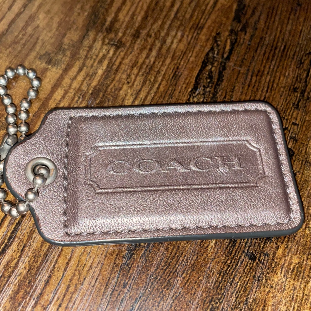 Extra Large Coach Grey Leather Keychain